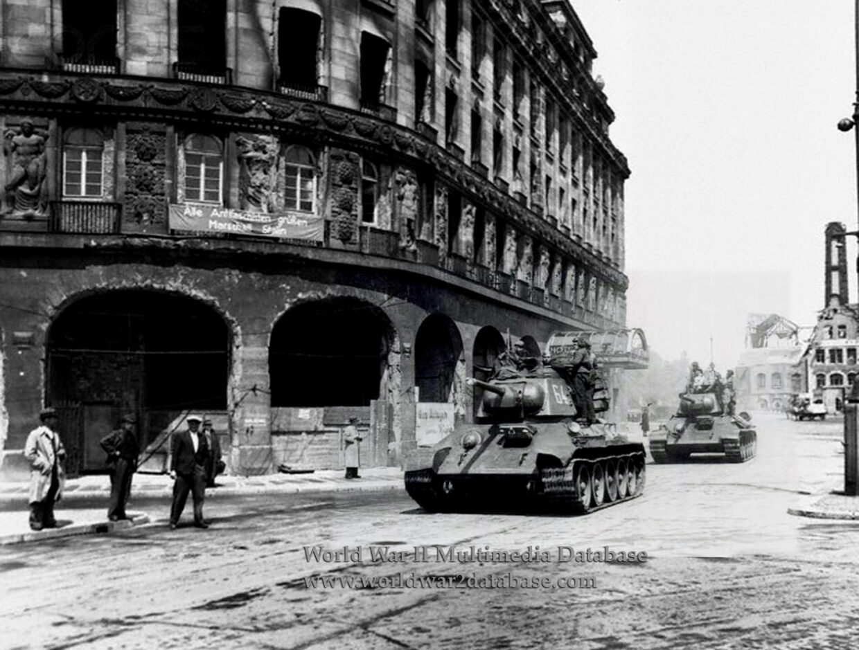 T-34/76 Model 1943 Tanks Occupy Leipzig