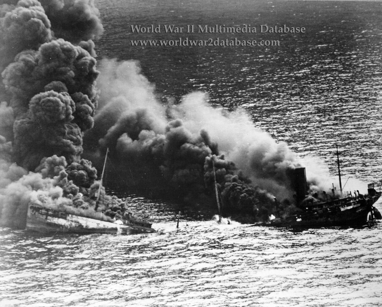 SS Dixie Arrow Sinking After Torpedo Hits