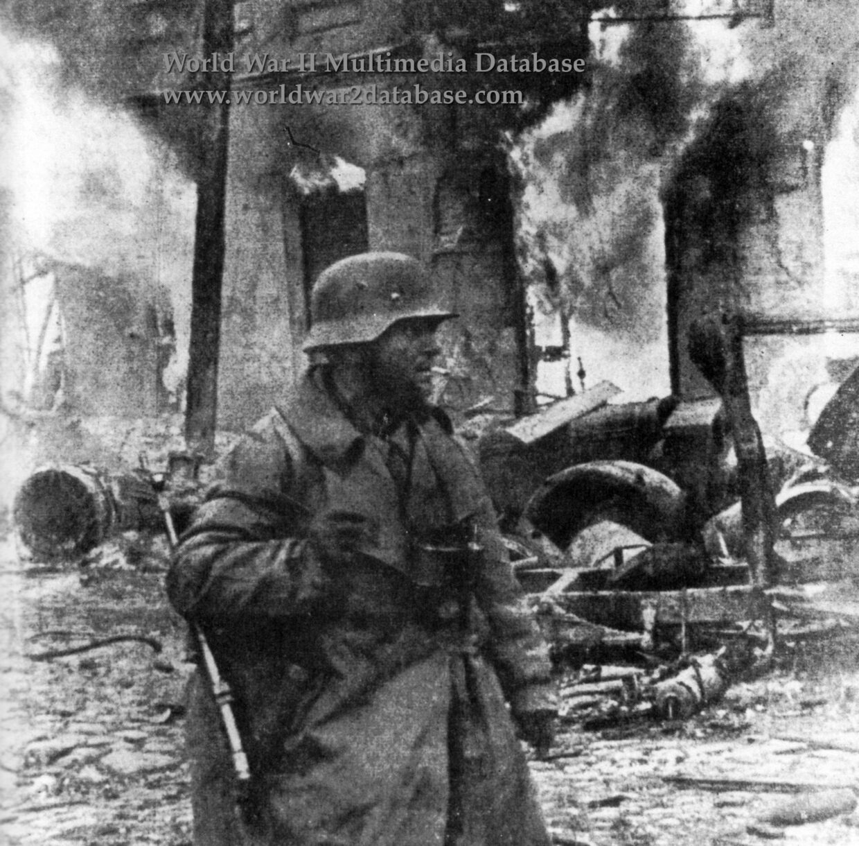 German Unteroffizier Smokes During Retreat from Kiev
