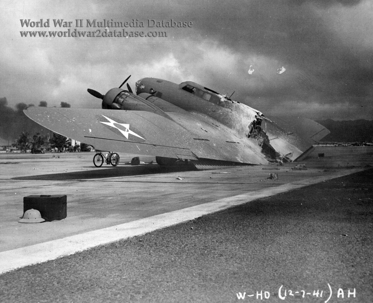Wrecked B-17C Flying Fortress at Hickam Field