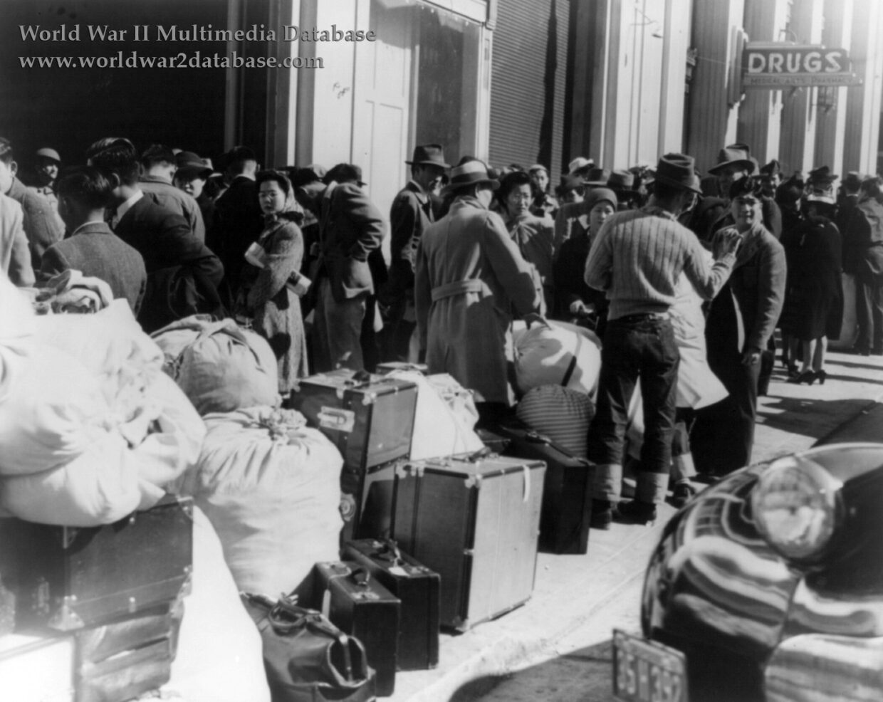 Japanese Americans Queue for Transport to Santa Anita Assembly Center