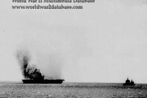 USS Yorktown (CV-5) After Bomb Hits