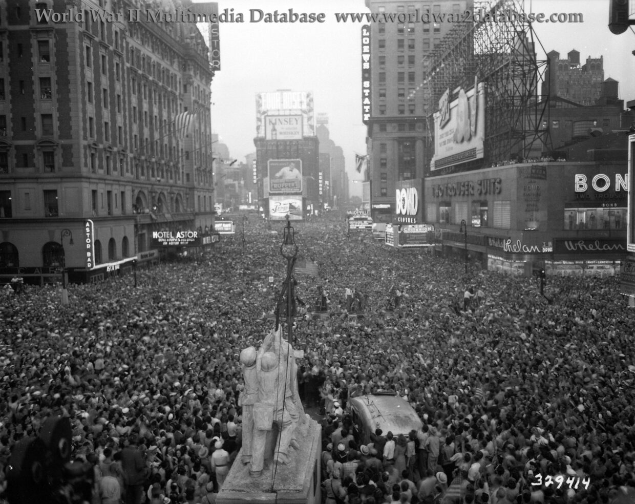 Crowds Celebrate V-J Day in Times Square