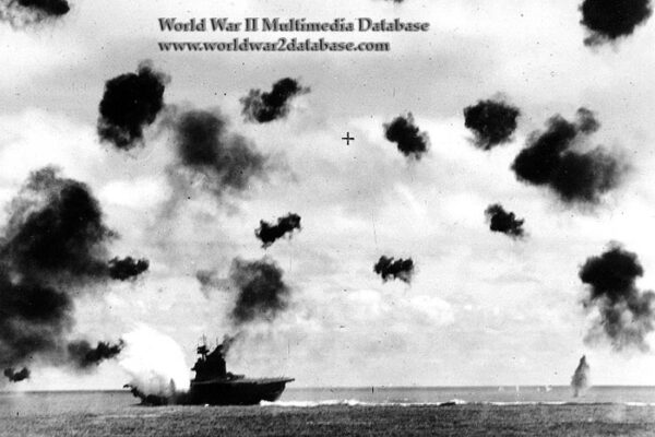 USS Yorktown (CV-5) Hit by an Aerial Torpedo