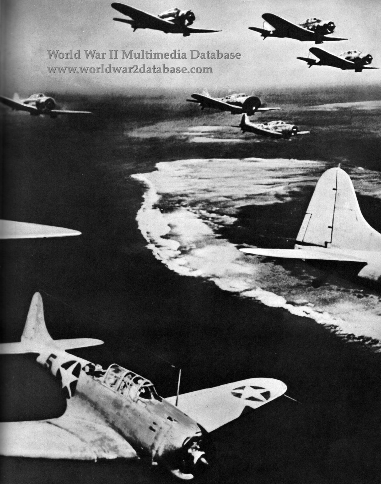SBD-3 Dauntlesses of VMSB-241 Over Midway Atoll