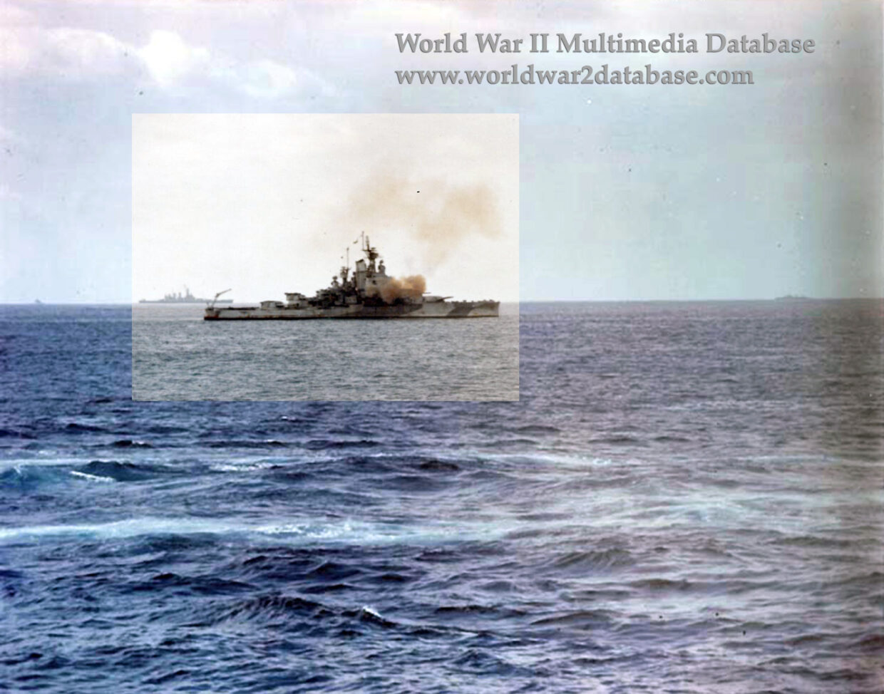 USS Nevada (BB-36) Bombards Iwo Jima