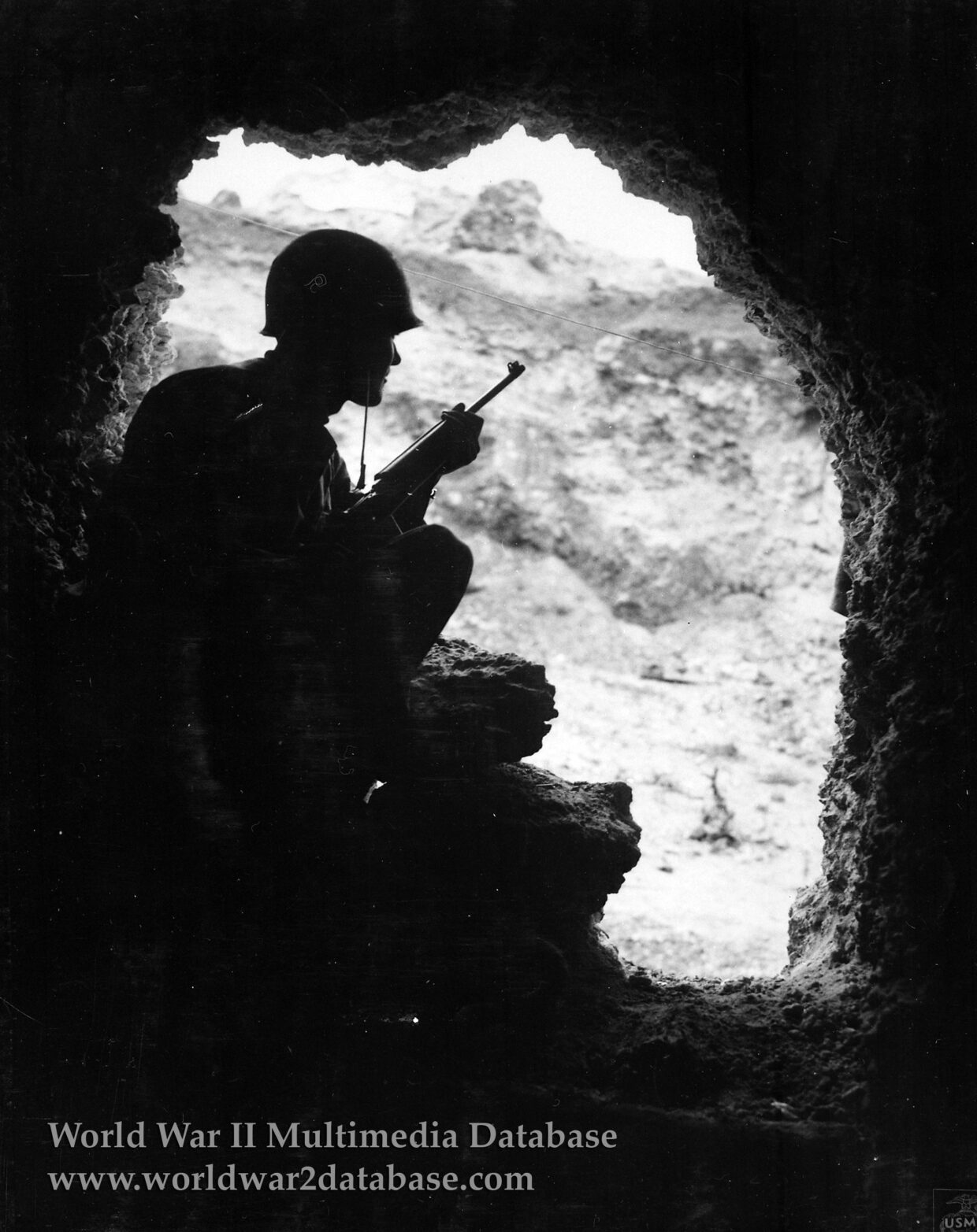 United States Marine Sniper in Okinawan Cave