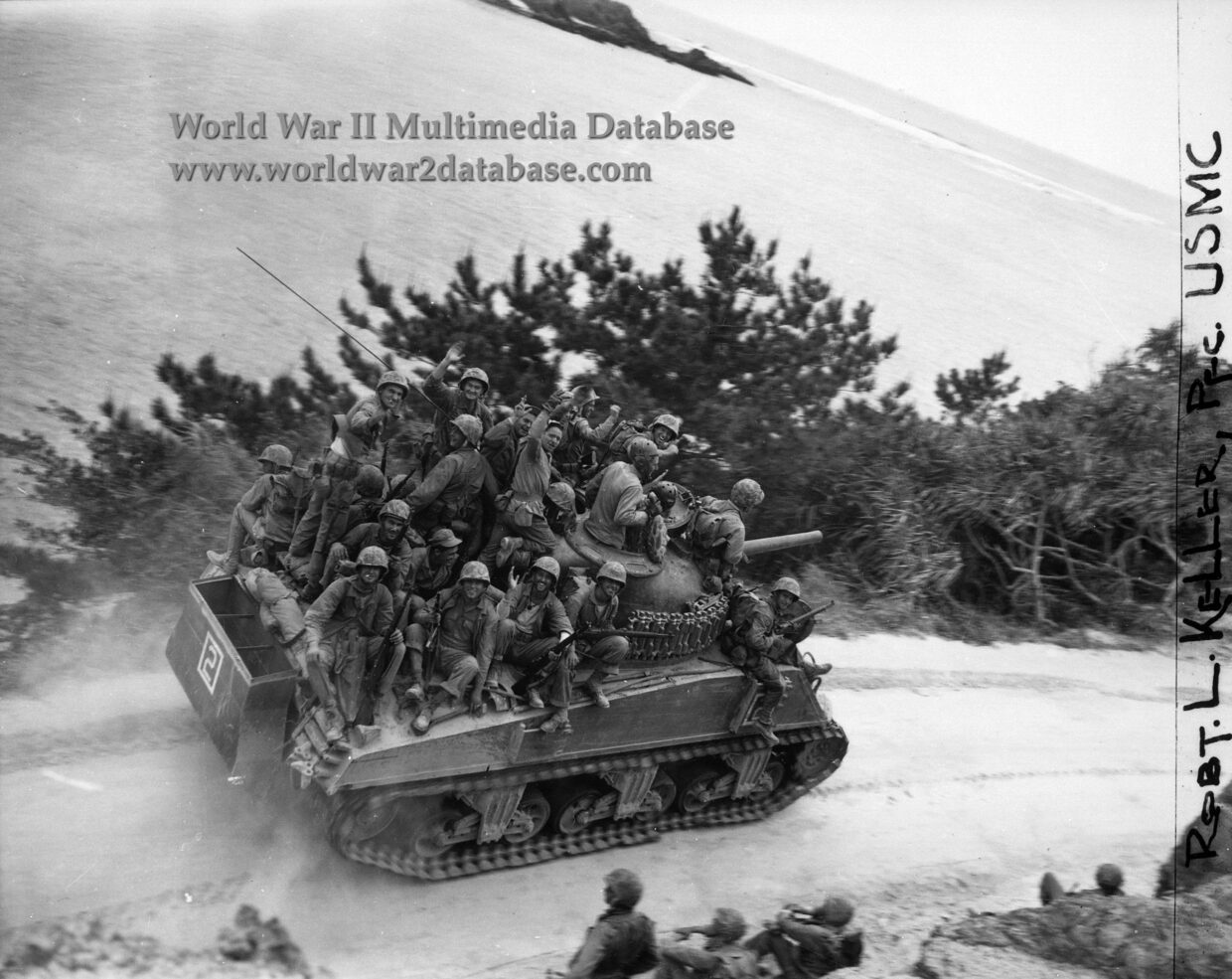 M4A3 Sherman 105 mm of the Sixth Tank Battalion Drives 29th Marines to Chuda