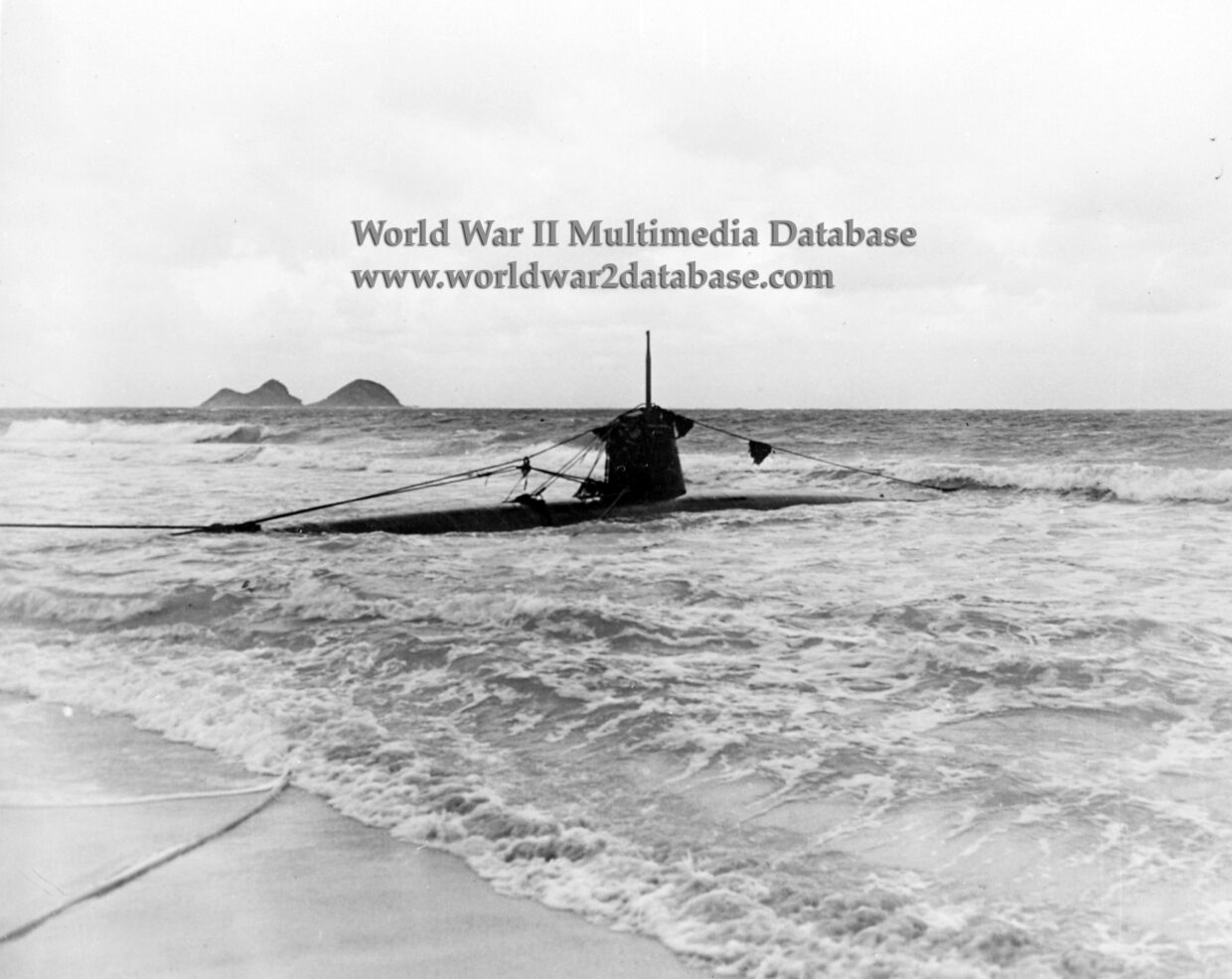 Imperial Japanese Navy Submarine HA-19 Beached at Waimanlo Point