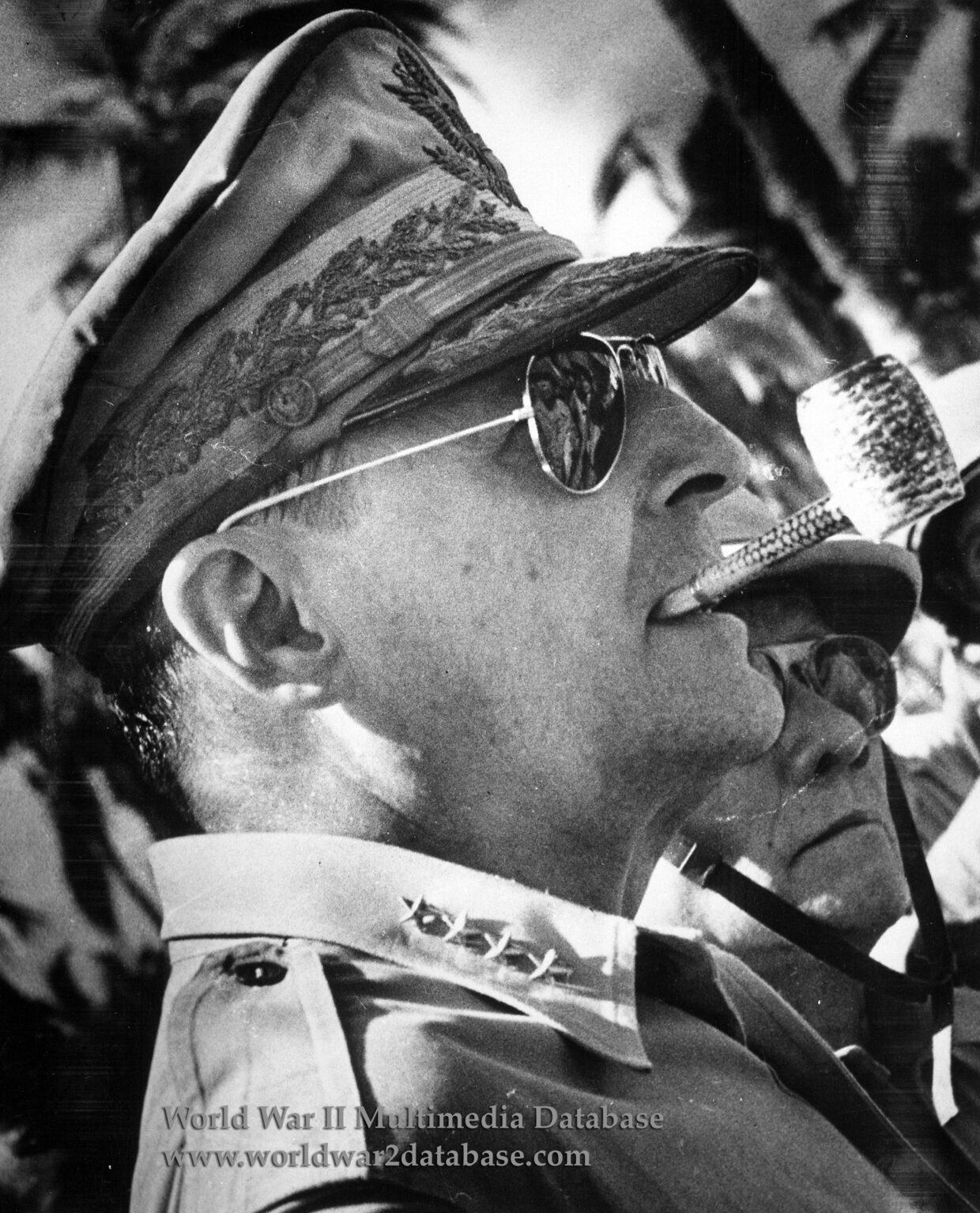 General Douglas A. MacArthur and Philippine President Sergio Osmena at Leyte
